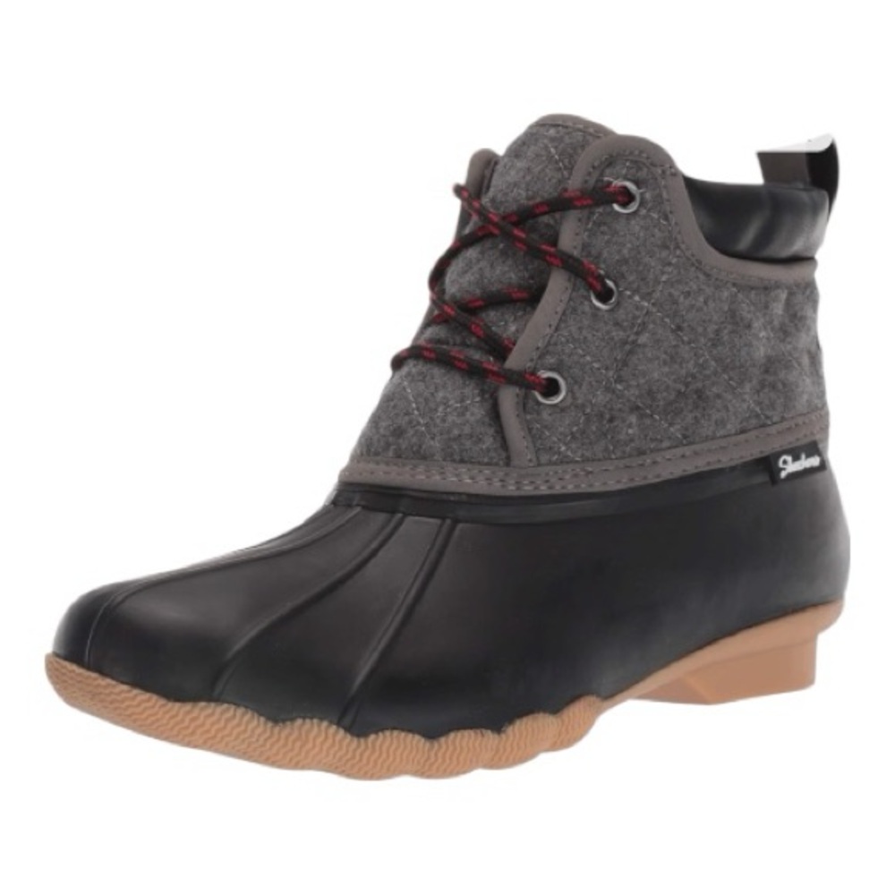 Skechers Women’s Pond Lil Puddles Black and Gray Duck Boots